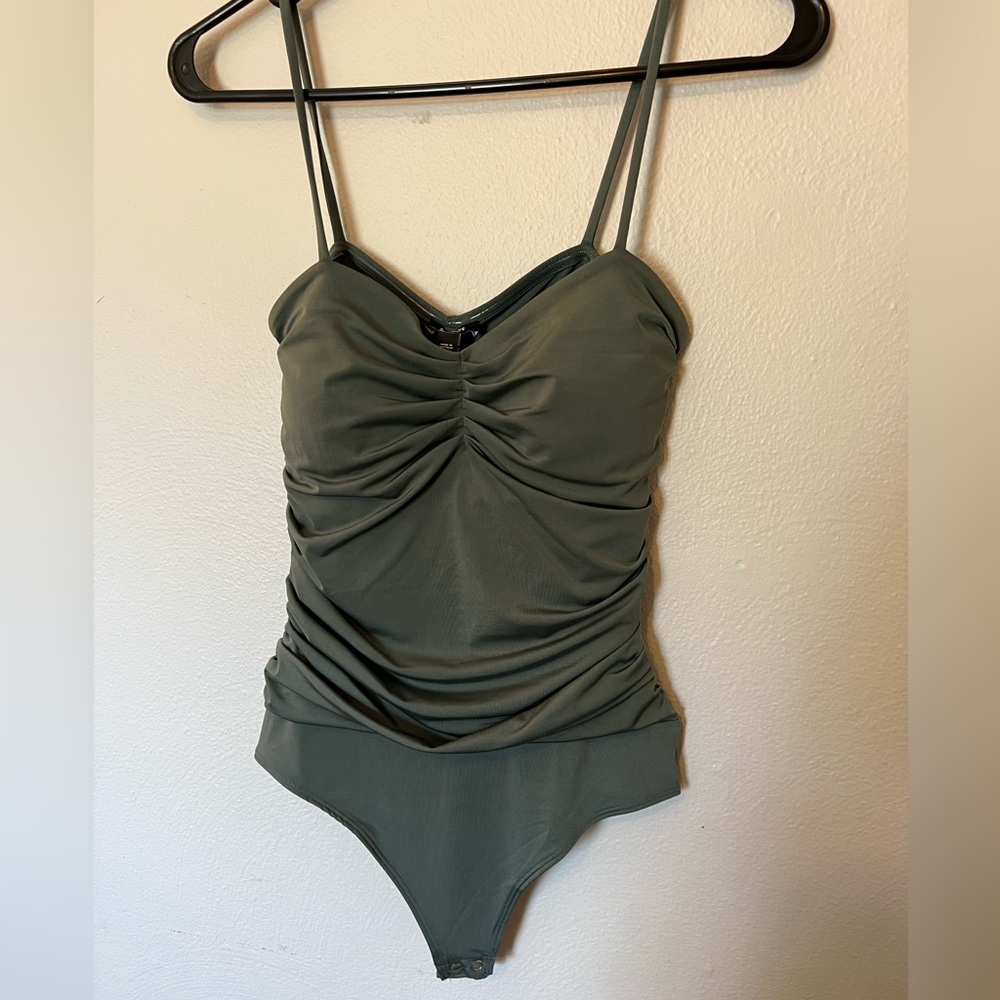 Express Body Contour Ruched Thong Bodysuit